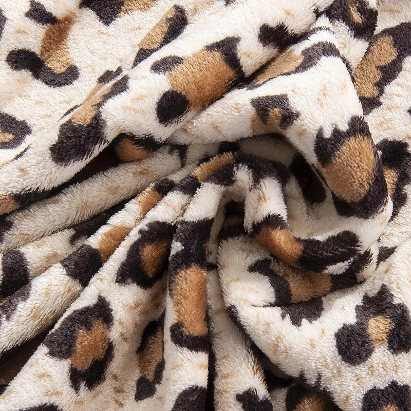 Leopard Printed Soft Fluffy Flannel Blankets For Beds Coral Fleece Mink Throw Single Double Bed Bedspread Winter Warm Blankets