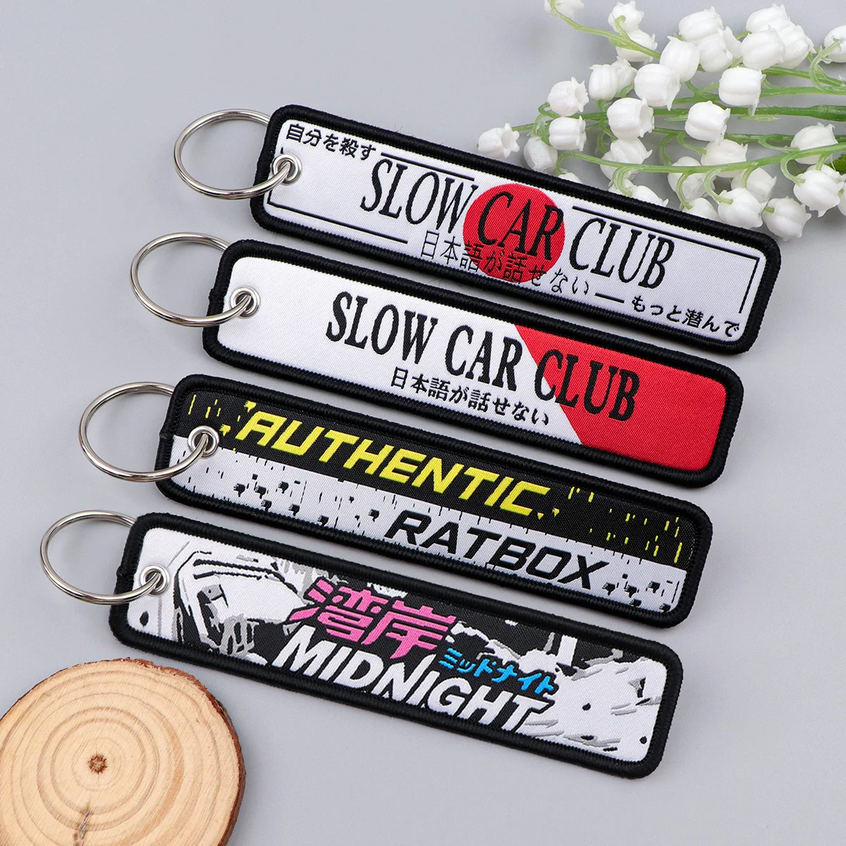 JDM Car Culture Embroidery Keychain Car Club Key Tag For Motorcycles Cars Backpack Fashion Keys Accessories Gifts For Friend