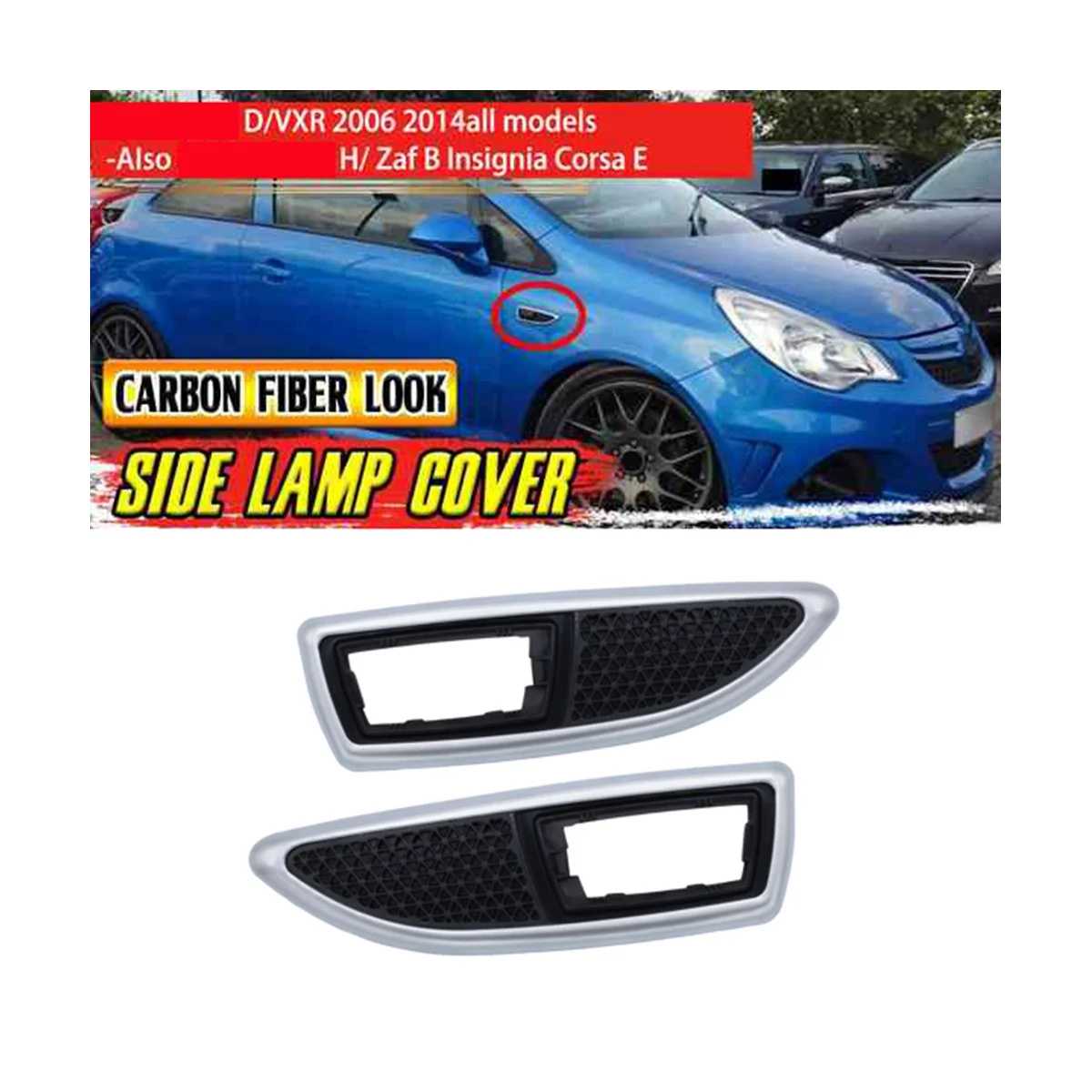 Bright Black Side Lamp Cover Side Marker Light Cover for Corsa D VXR H/J Zaf B Corsa E