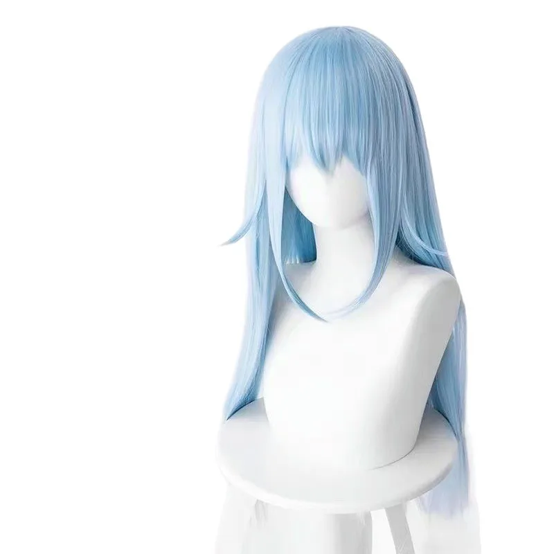 1, hellblaues Anime-Cosplay mit langem, glattem Haar über meine Reinkarnation als Slime, Limdew-Cosplay-Perücke