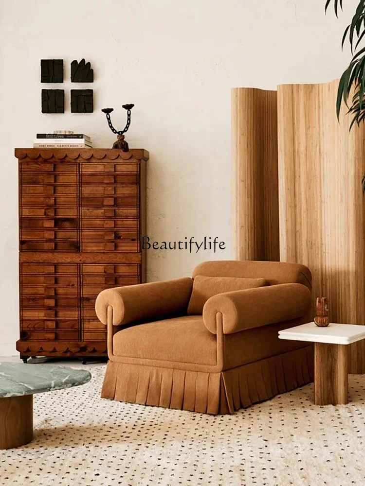 

PG46French living room bedroom leisure sofa retro skirt single sofa