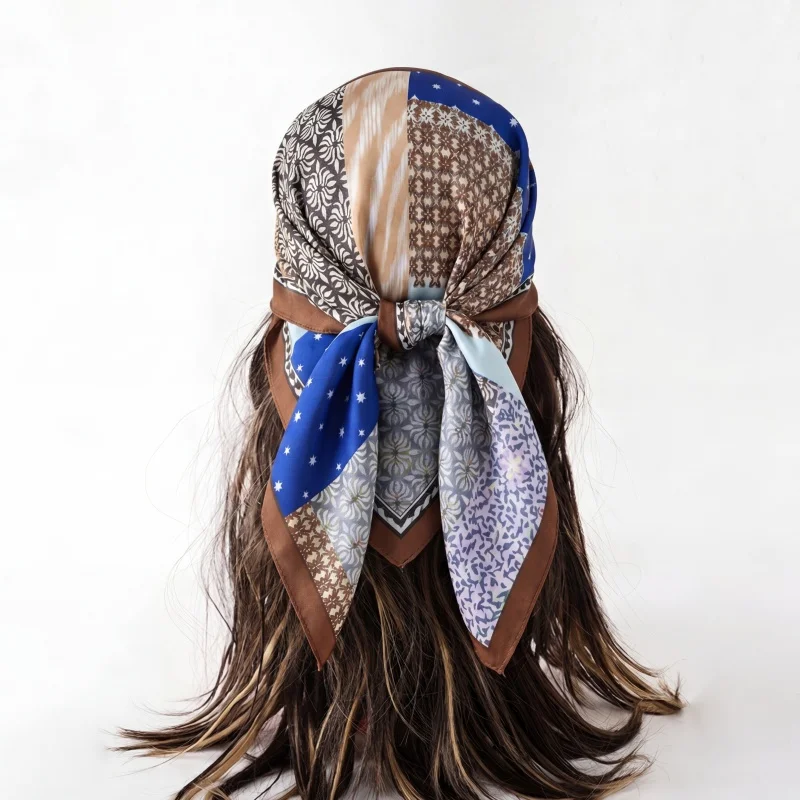 

Fashion Silk Scarf Hijab Turban Square Female Headscarf Neckerchief Bandana Shawl Handkerchief Luxury Print Headband Wraps
