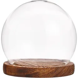 1pcs Round Shape Glass Cloche Globe Display Dome Cover Terrarium with Wood Base for Eternal Flower Plant Garage Kits