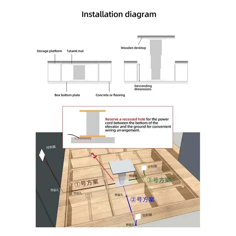 Electric Tatami Lifting Table Column 24V DC Lifting Height 310-670mm Manual Height Adjustment Lifting Platform Remote Contrl