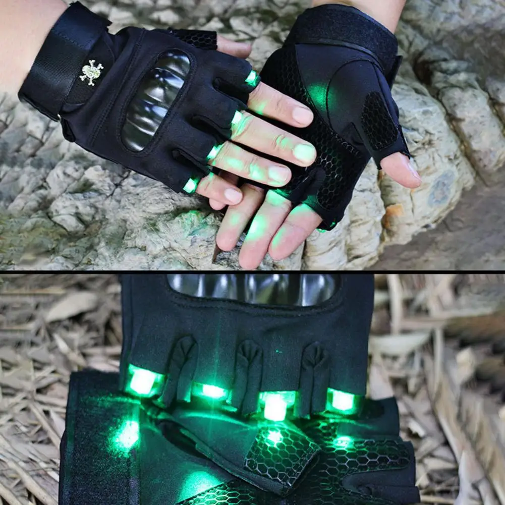 1 Pair LED Glove For Men Women Outdoor Camping Night Fishing Bait Cycling Running Flashlight Durable Gloves Repairing Work Gift