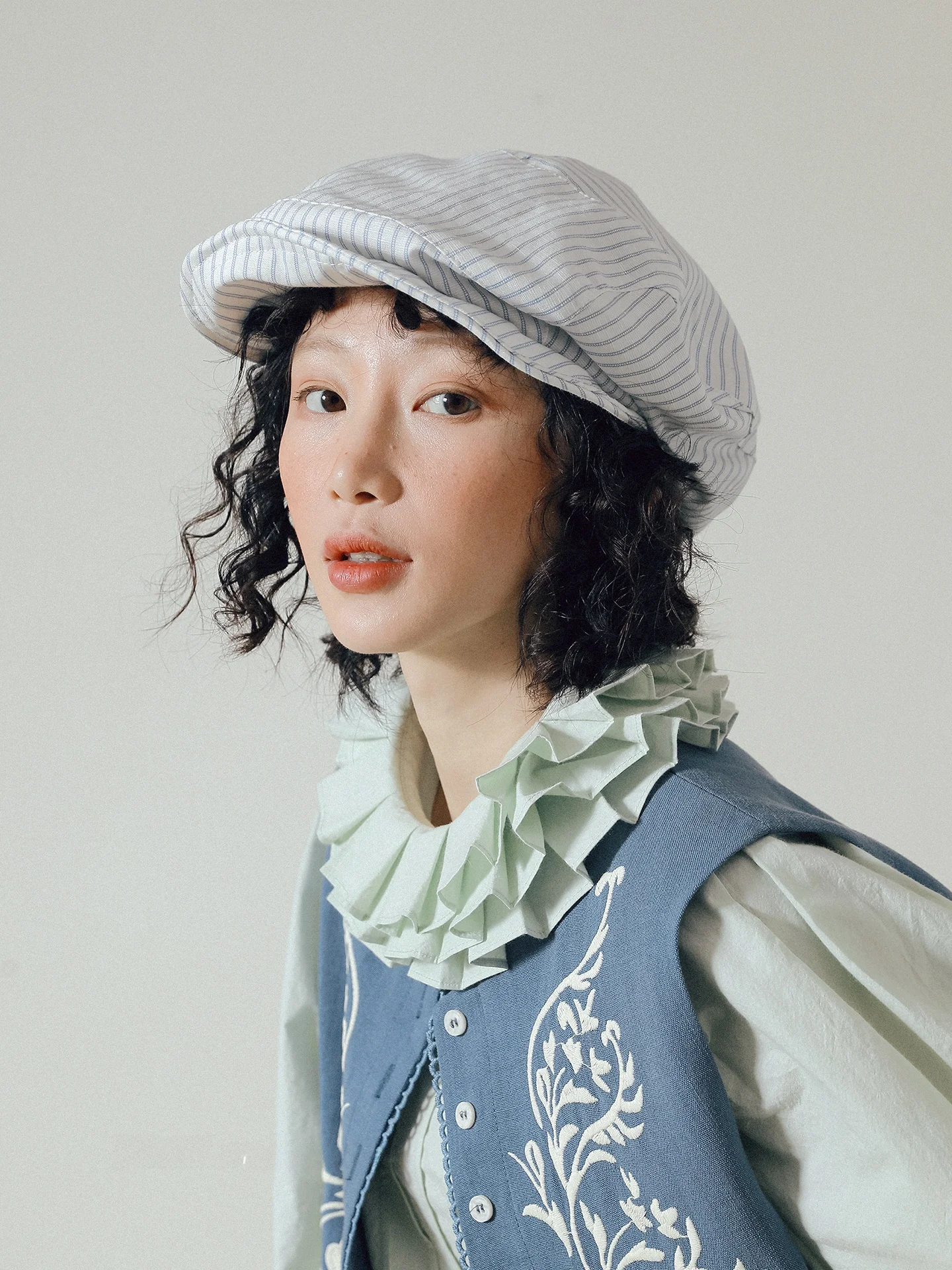 fuchema-2026-new-retro-striped-octagonal-women's-spring-summer-artistic-newsboy-cap-face-slimming-versatile-hats-adjustable-size