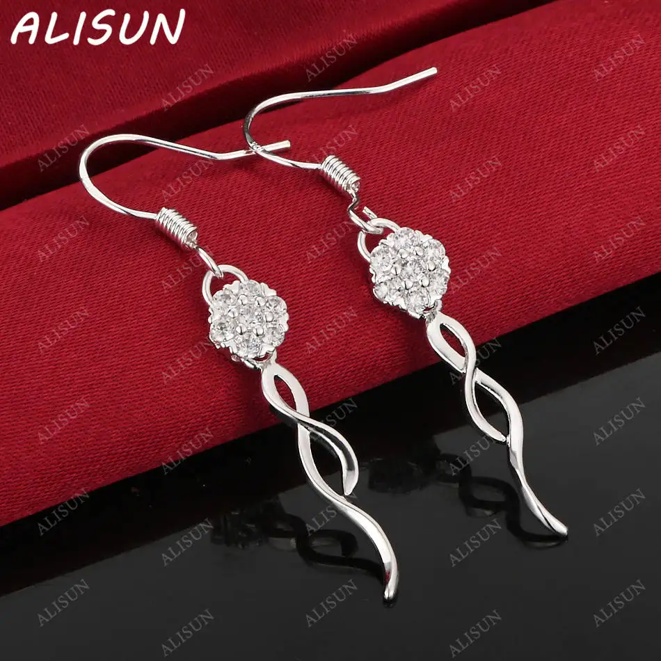 

ALISUN 925 Sterling Silver Zircon Bouquet Earrings Drop Earrings Charm Trend Birthday Gifts Fashion Party Fine Jewelry