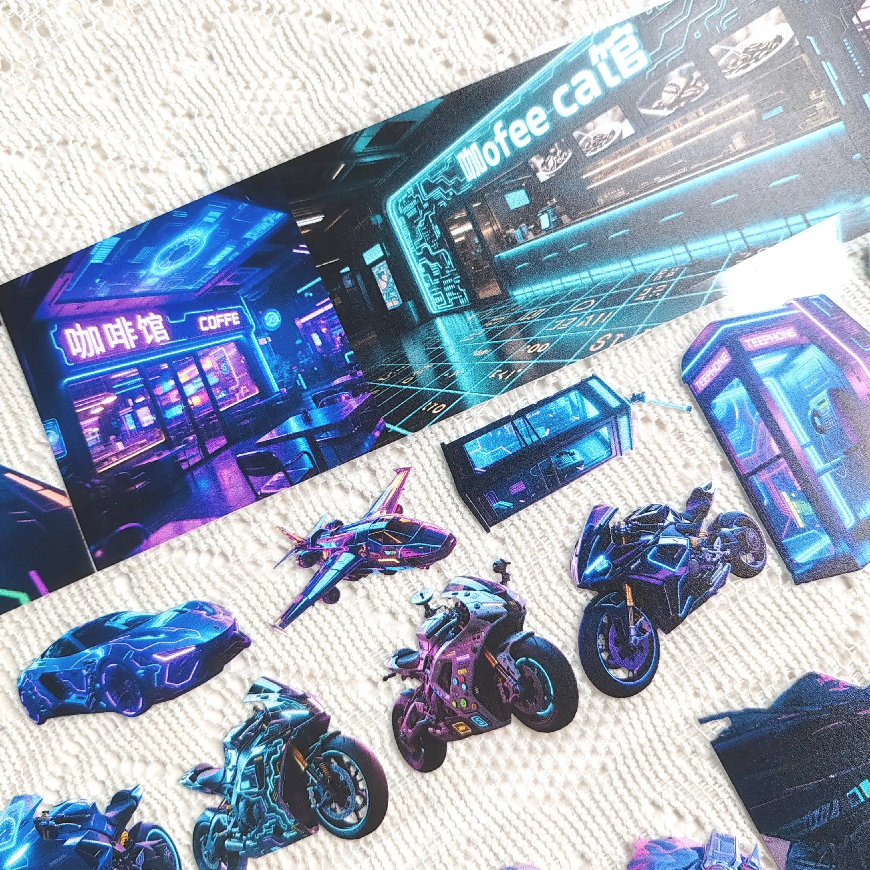 Pet Tape Journal Cyber World Cyber Sci-Fi Characters Future World Collage Decoration Card Landscaping