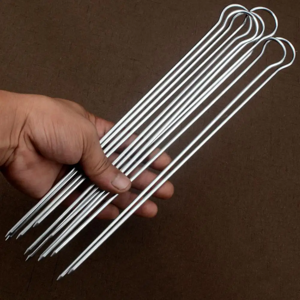 Brocheta de acero inoxidable reutilizable en forma de U para barbacoa, utensilio para asar carne, verduras, asar a la parrilla, 6 unidades por juego