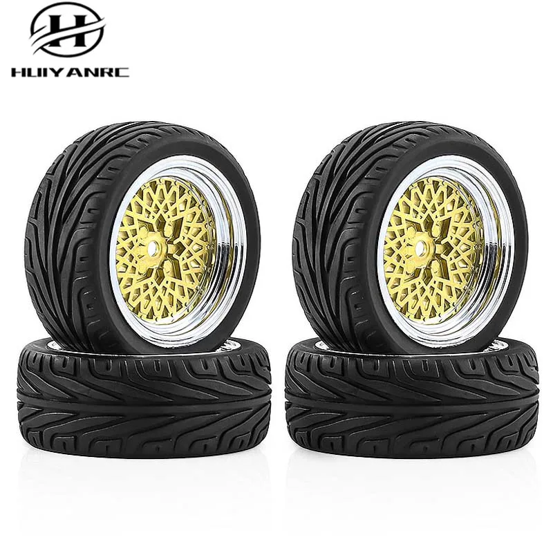 Pneus de course de rallye RC 64mm, 4 pièces, pneus à dérive FW06 Tamiya TT01 TT02 XV01 1/10 RC, pièces de mise à niveau, pneus de moyeu de roue