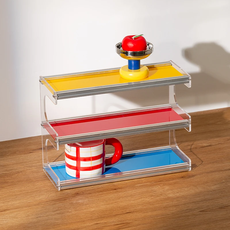 

Memphis Vanity Table, Multi-Layer Desktop Organizer, Acrylic Three-Tier Storage Rack for Makeup and Accessories