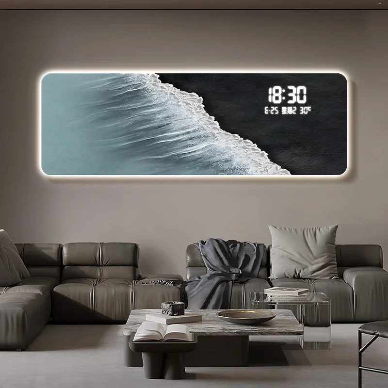 Design Luxury Wall Clock Home Temperature Date Kawaii Bedroom Decor Digital Clock Wall House Square Living Room Decorations