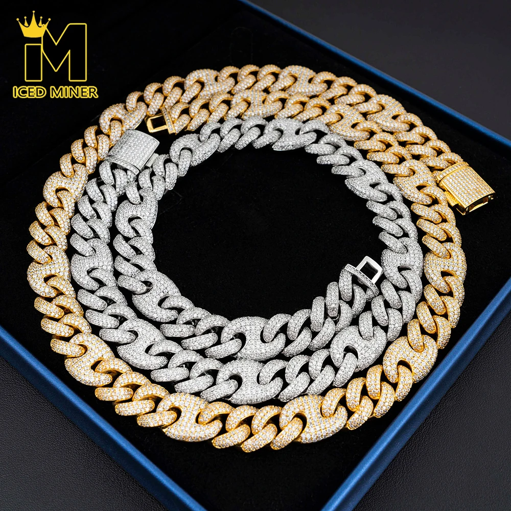 

15mm Pig Nose Chain Iced Out Cuban Link Chain Necklaces For Men Women Bling Zircon Goth Hip Hop Jewelry Free Shipping