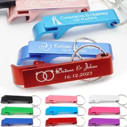 30/50/100 Pcs Personalized Engraved Bottle Opener Guests Gift Customized Key Chain Party supplies Wedding Favors Birthday Logo