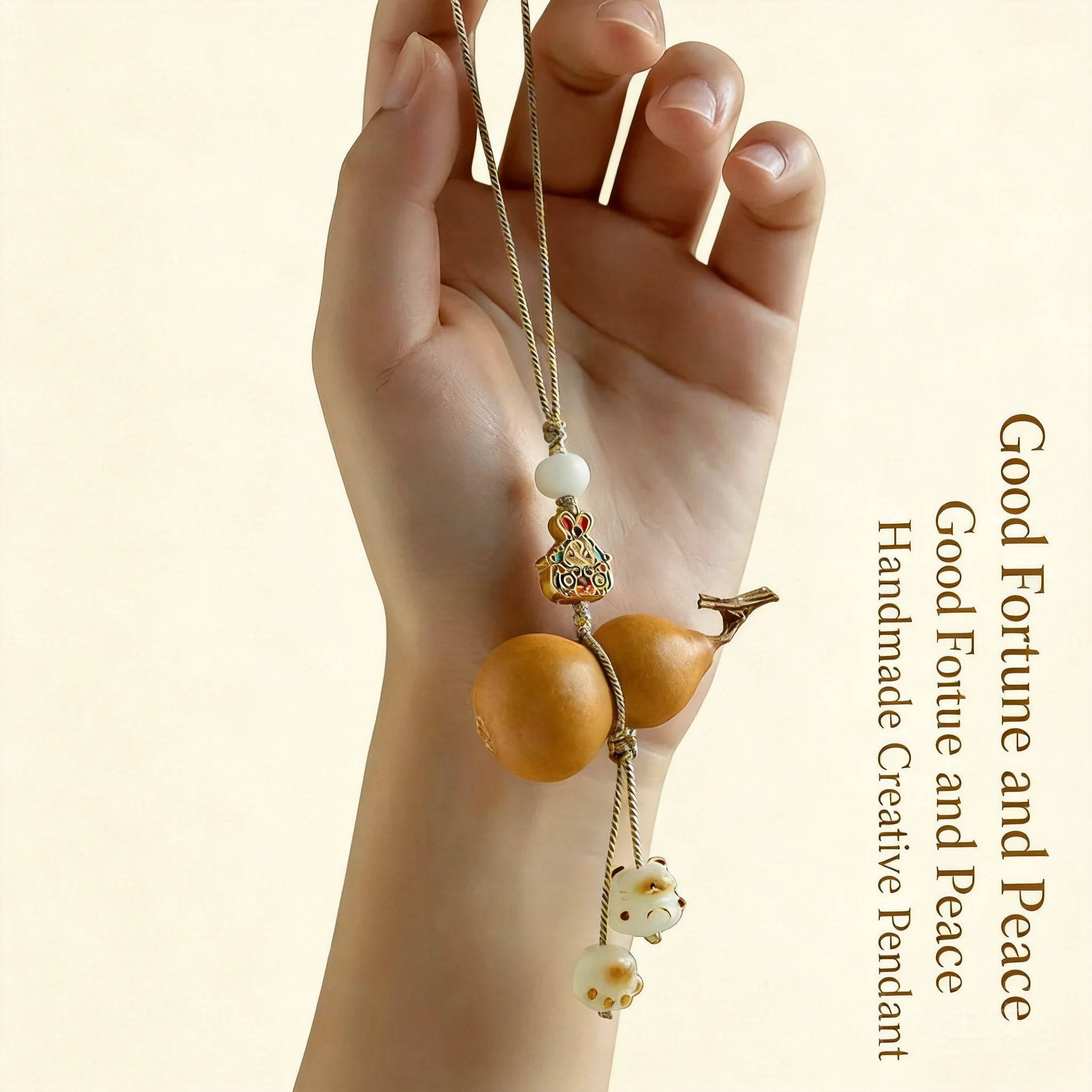 

Chinese Style Lucky Small Gourd Hanging Pendant Blessing Fortune Good Luck Wealth Unisex Anti Loss Phone U Disk Bag Ornament Ena