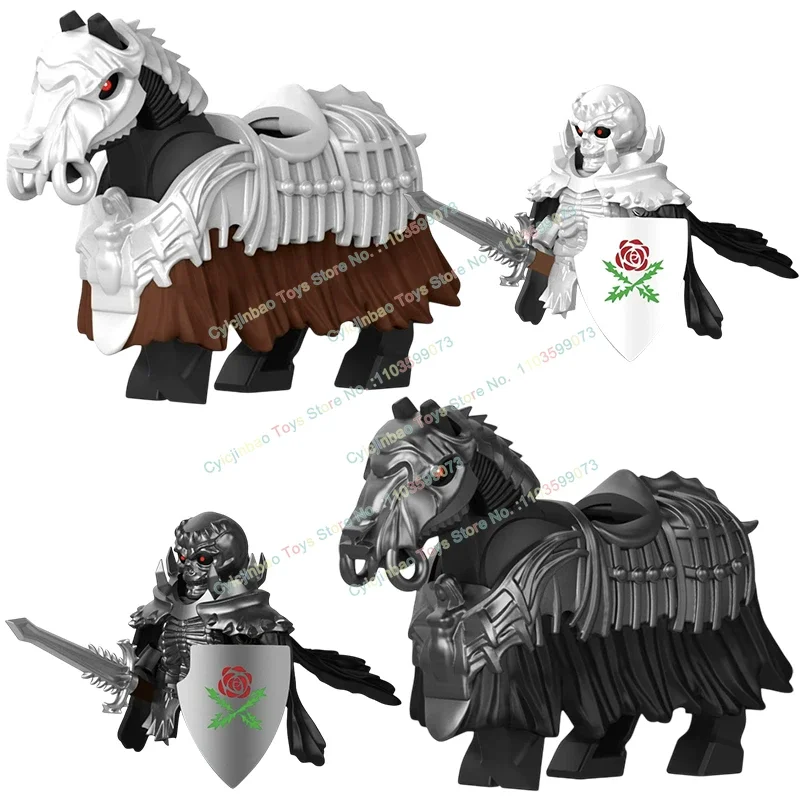 Gioco Anime Black Armor War Horse Building Blocks Rose Shields Spada Accessori Action Figures Modelli Bambini per giocattoli GP105-108