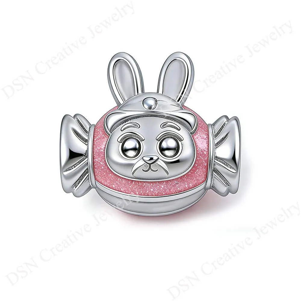 DSN-abalorio de plata 925 con cuentas de caramelo de Zootopia de Disney para pulsera, juego infantil, bonito abalorio de dibujos animados, regalo de joyería