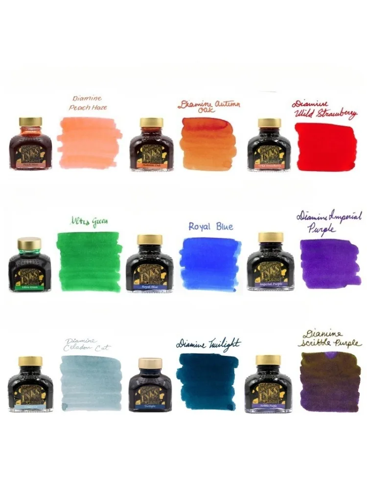 Atrament do pióra wiecznego DIAMINE 80ml, barwnik na bazie barwników z naturalnych źródeł, kolor czerwony truskawkowy, atrament bez zawartości węgla, do pisania w dzienniku, rysowania, artykuły papiernicze. — zdjęcie produktu 7