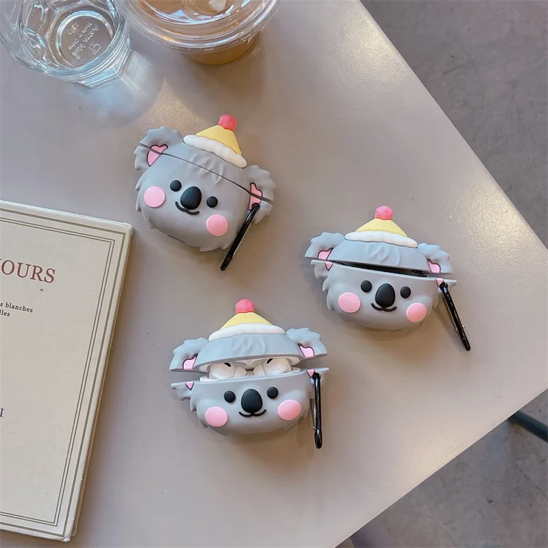 3D Cute Cartoon Koala Case for AirPods Pro2 Airpod Pro 1 2 3 Bluetooth Earbuds Charging Box Protective Earphone Case Cover