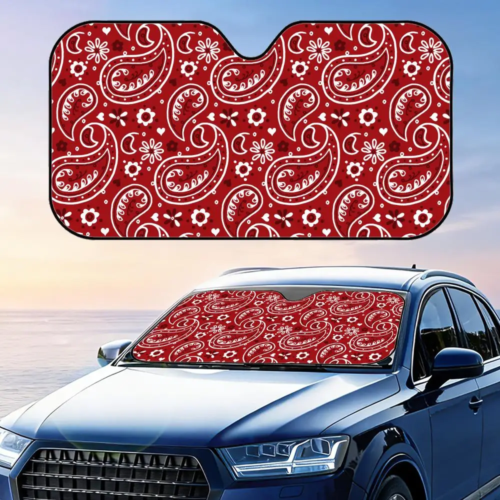 

Paisley Bandanna Sun Visor Reusable Aluminum Foil Car Sunshade UV Protection Heat Insulation Windshield Cover