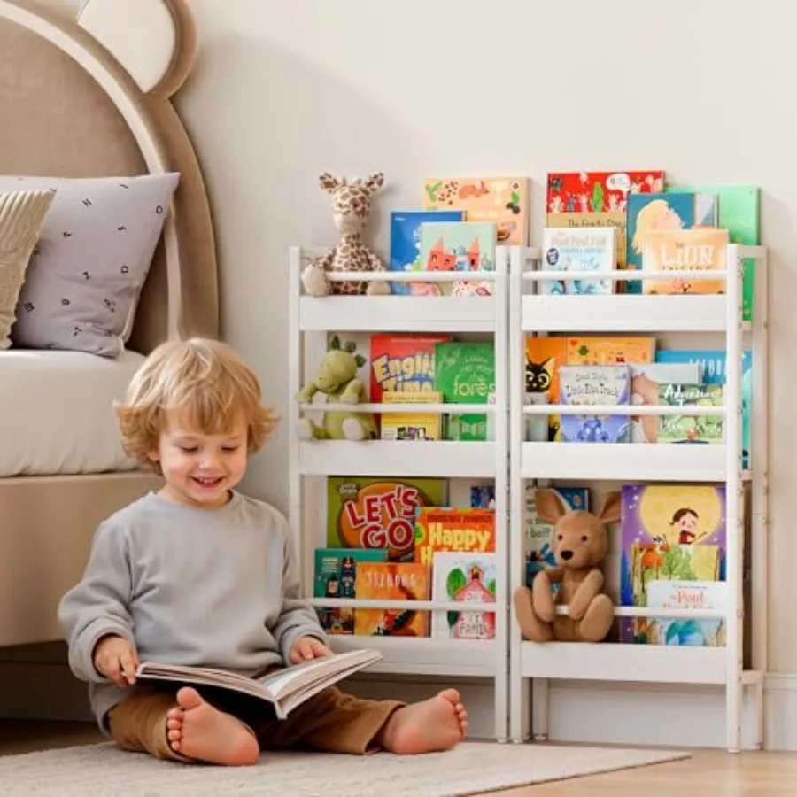 

Bookshelf - Wall Mounted 6-Tier Book Shelf for Rooms Behind the Door Bookshelf for Baby/Toddler 15" W Corner Wall Book Shelf fo