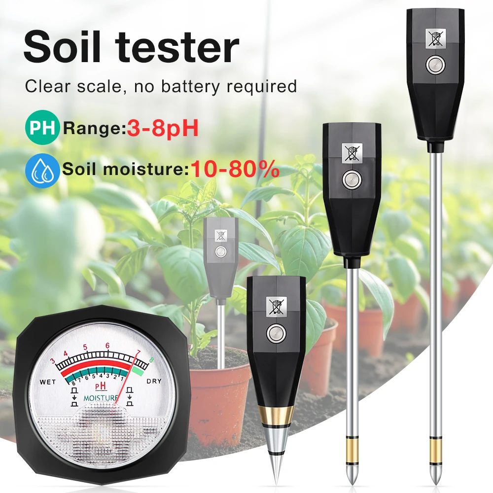 

Handheld Soil Moisture PH Meter Acidity Hygrometer Metal Sensor Probe 3~8ph No Battery PH Humidity Tester for Planting Garden