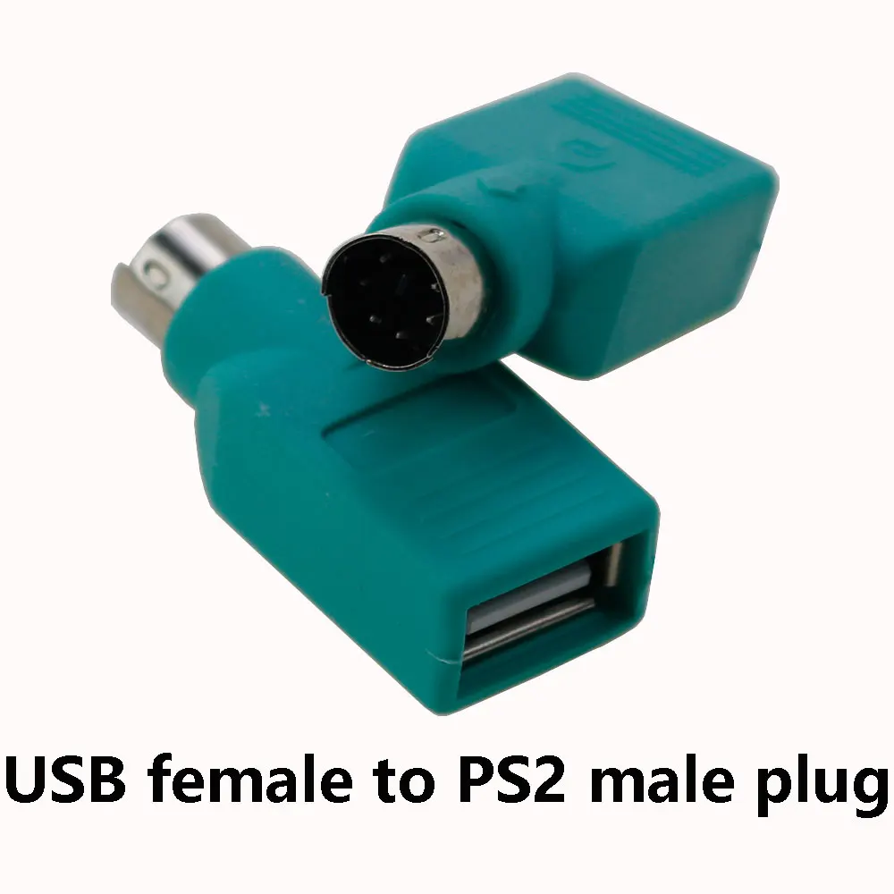 

1-10pcs for Computer Mouse Keyboard USB Female Jack to 6 Pins DIN PS2 Male Plug Cable Adapter Cyan Color Connector Converter DIY