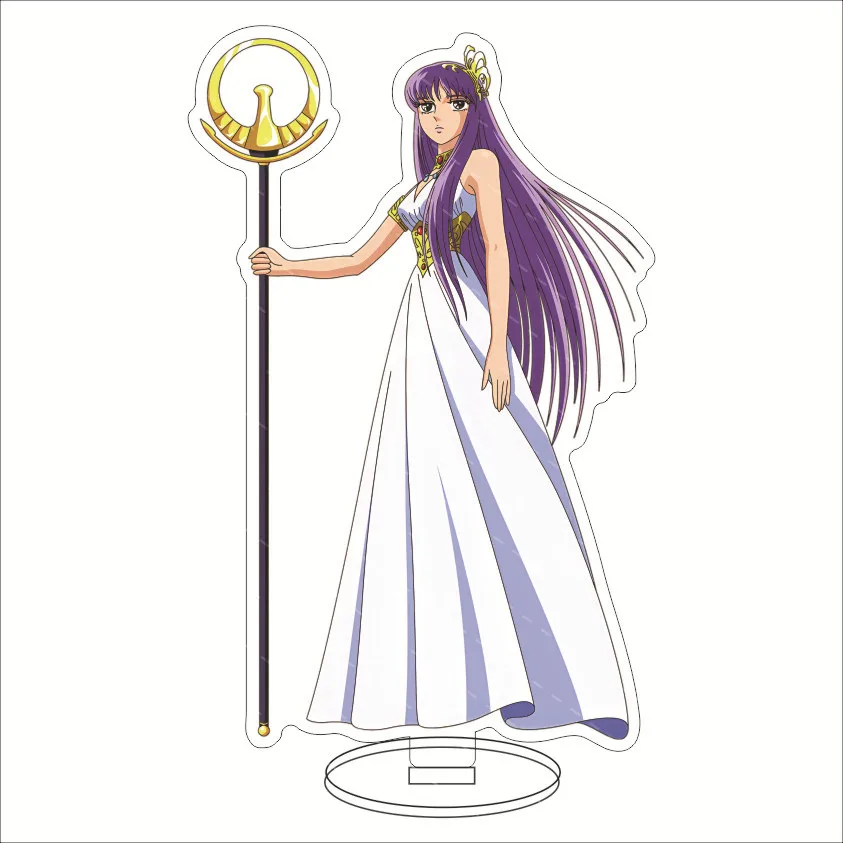 Anime Saint Seiya Figures Saori Kido Hyoga Shiryu Acrylic Stands Model Exquisite Plate Desk Decor Standing Sign Fans Gift 15CM