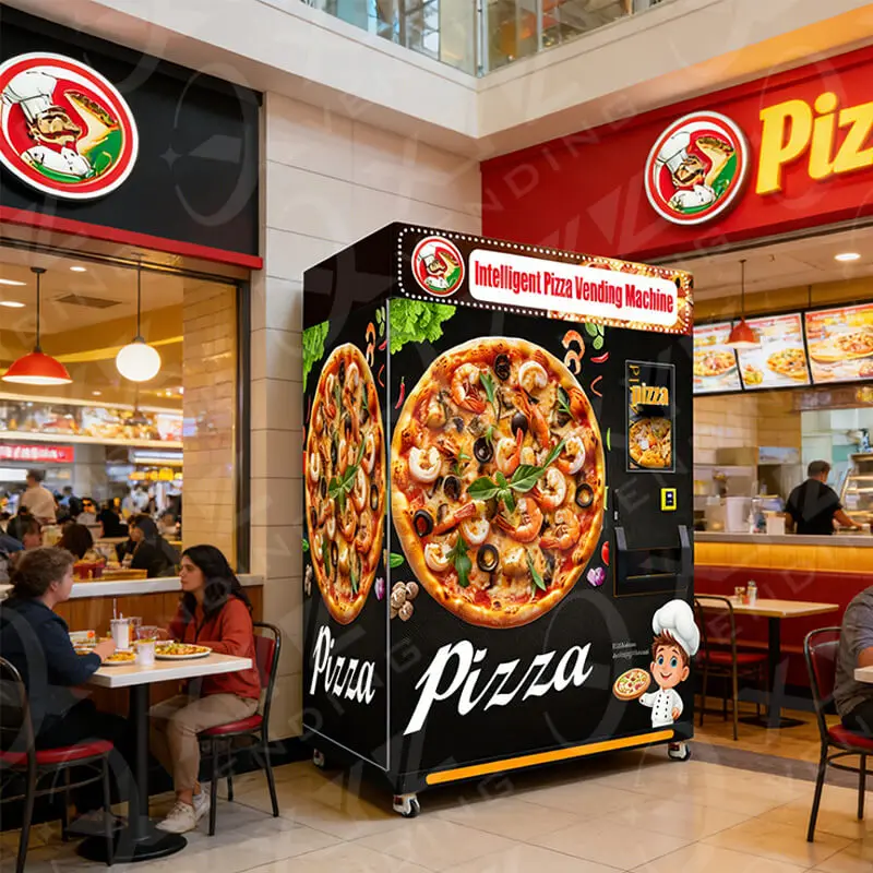 Custom XY Axis Lift Self Service Frozen Heated by Microwave Oven Fast Food Custom Lets Pizza Vending Machine