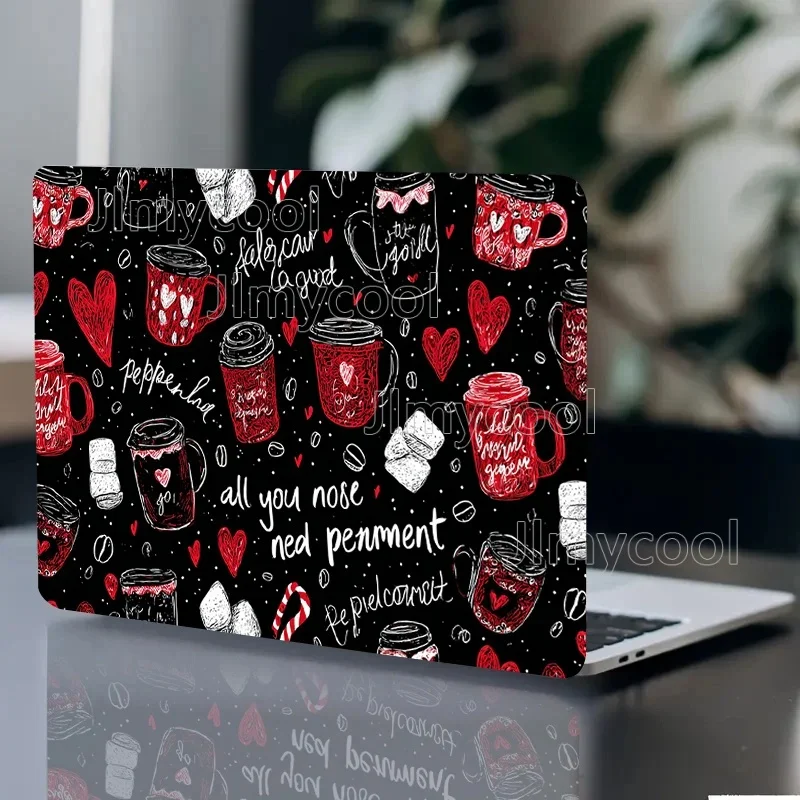 2 Pack Red Cup Coffee Heart Pattern PVC Laptop Case Sticker Scratch Resistant DIY Art Case for HP Dell Lenovo Apple
