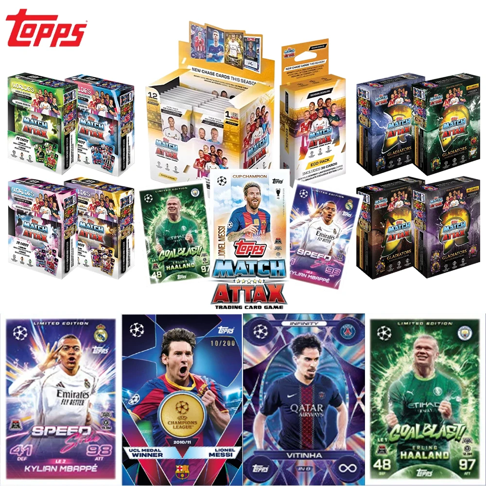 Genuine TOPPS 2025-26 Match Attax UCC Booster Pack UEFA Champions League Illustrated Rare Foil Soccer Star Collectible Cards