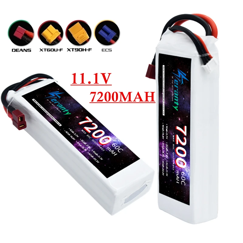 11.1V Rechargeable Battery 7200mAh 60C/80C For RC Helicopter Quadcopter FPV Racing Drone Spare Parts 3S Lipo Battery