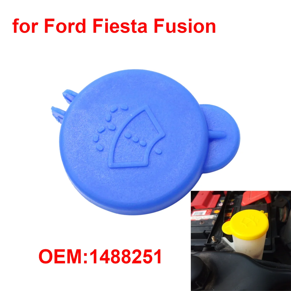 Car Windshield Wiper Washer Fluid Reservoir Cap Water Tank Bottle Lid Cover 1488251 for Ford Fiesta V Fusion Figo EC