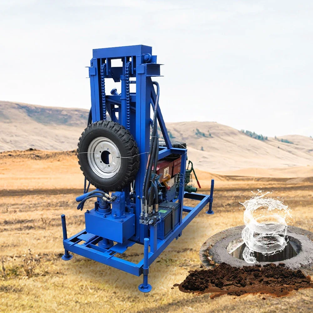 22HP Diesel Deep Water Well Drilling Machines Pdc Drilling Rod Small Tube Water Bore Well Drilling Machine for Soli Rock 80m