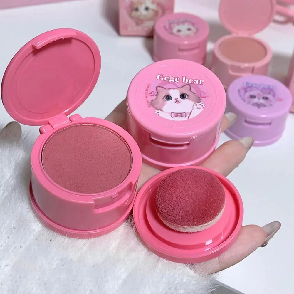 Fard viso rosa fragola Matte Natural Cheek Tint Brightening Cosmetics Hachimi Cat girl's Beauty Makeup Sponge Blush Mud