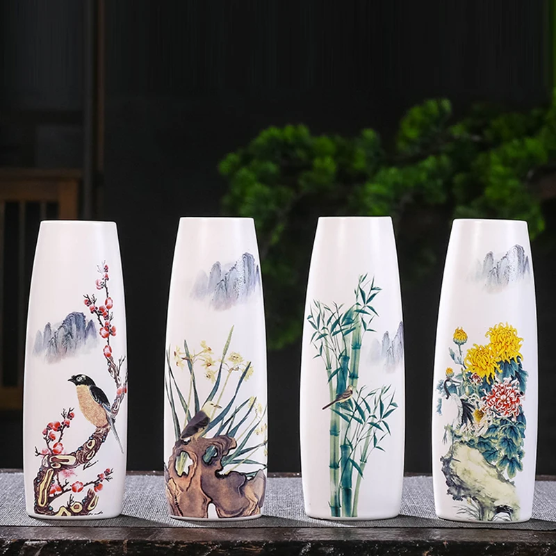 Ceramic Small Vase Plum Orchid Hydroponic Arrangement Plant Decor Room Bookcase