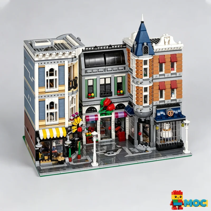 

4002PCS Downtown Corner Modular City Street Building MOC Architecture Blocks Educational Assembly Birthday Home Collection Gift