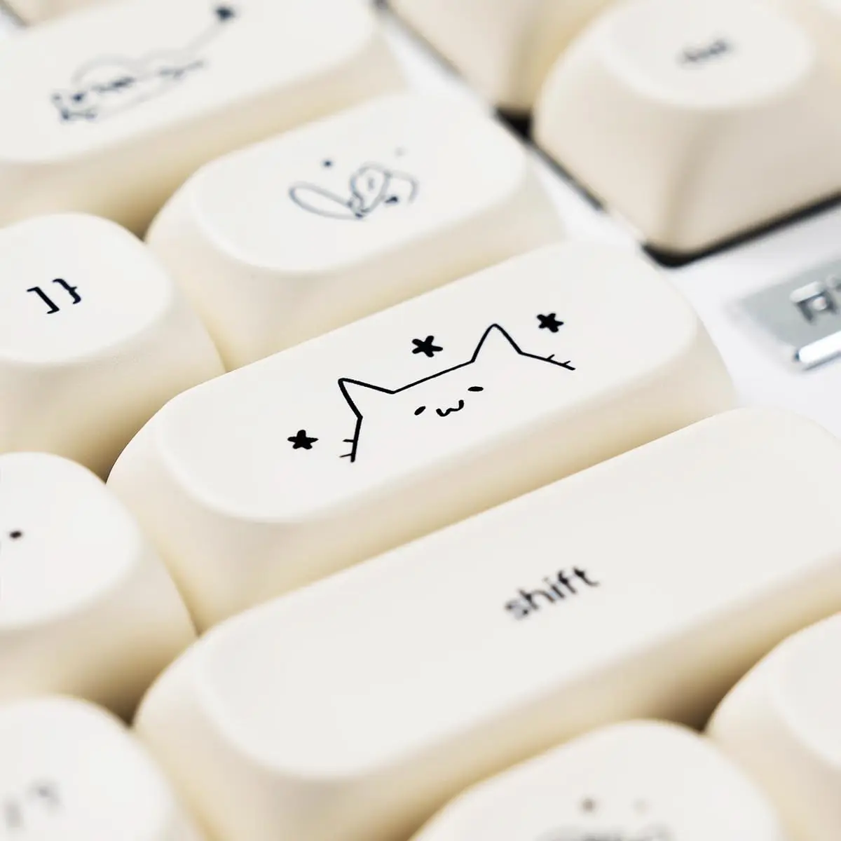 Milk White Puppy Keycaps 124 Keys MOA Keycaps Dye-Sublimate PBT keycaps Cute Kitten Dog Small Font For Mechanical Keyboards