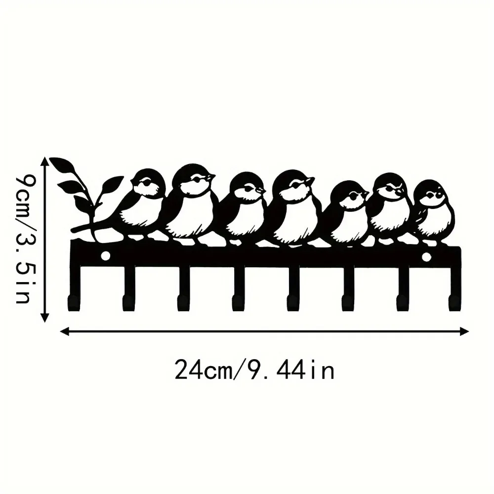 CIFBUY Metal Wall Hook Cute Bird Art Decor Hallway Entryway Storage Rack Powder Coated Rustproof Easy Install Key Hanger