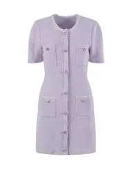 Luxury Crystal Knitted Dresses Women's 2026 Summer Holiday Single Breasted Pearl Sequins Flower Pencil Evening Party Vestidos