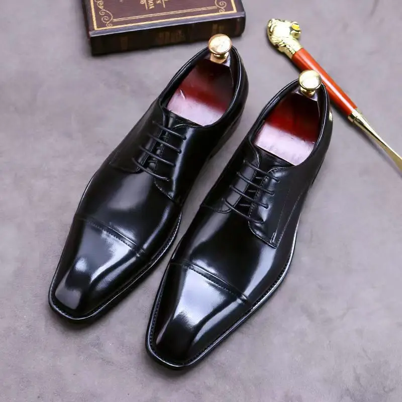 New Mens Office Shoes Leather Brown Dress Coiffeur Shoes For Men Suit Shoes Men Oxford Wedding Zapatos Italianos Hombre Ayakabı