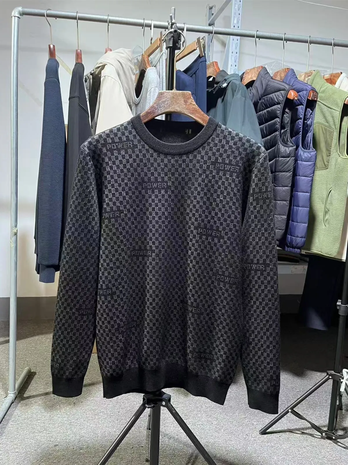 

Мягкий уютный мужской вязаный свитер с клетчатым узором, круглый, теплый, осенне-зимний, повседневный, удобный, длинный топ све