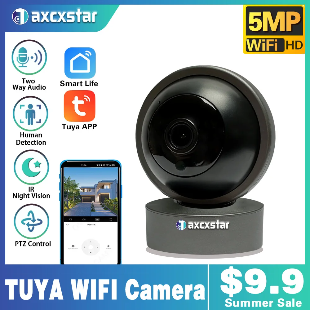 

Tuya 5MP IP Camera WIFI Tuya Smart Home HD Night VIsion Two Way Audio Auto Tracking Cloud Smart Life Home Camera WIFI CAMERA