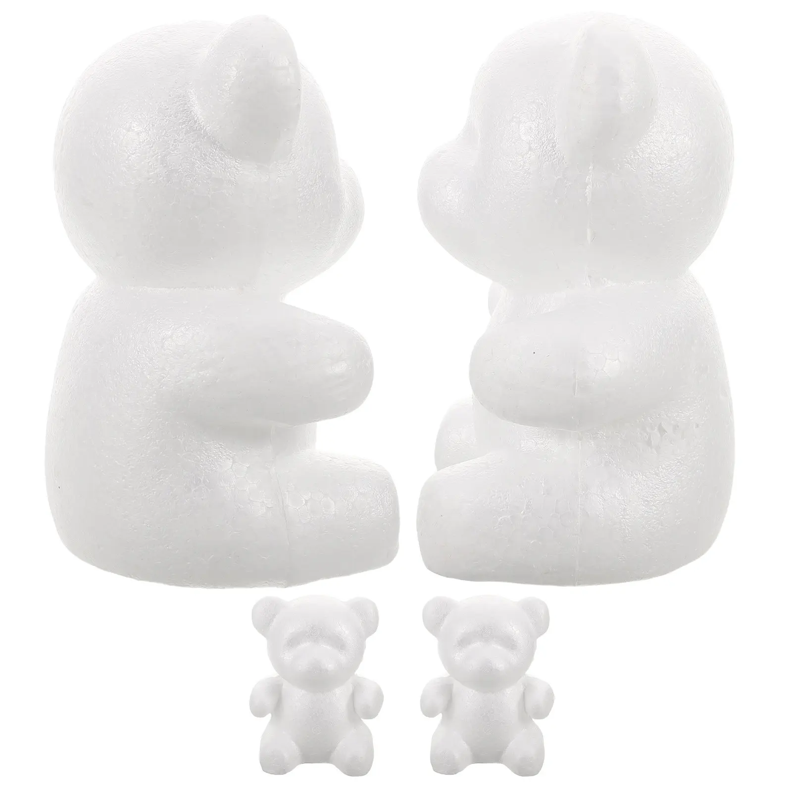

4Pcs Blank White Foam Bear Mold DIY Painting Craft Kit for Home Decor Floral Arrangement Valentine's Day Wedding Party