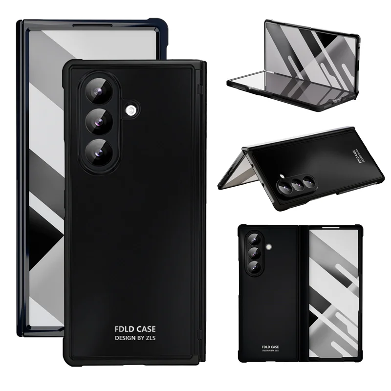 

For Samsung Galaxy Z Fold 7 5G Electroplate Four-corner Airbag Anti-drop Hinged Phone Case Screen Protect Film Shockproof Cover