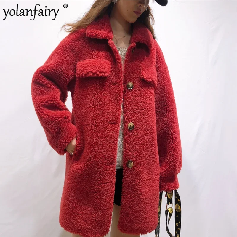 Sheep Fleece Coat Women's Fur Jacket 10% Wool Fur Coat Female Korean Composite Fur Integrated Fur Clothes for Women Tops FCY5076