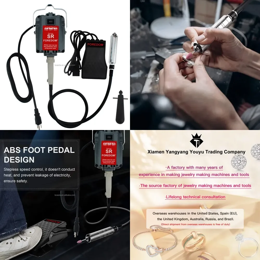 Boasta SR Hanging Flex Shaft 230W 18000rpm With Foot Pedal Control 0-6mm Handpiece For Jewelry Polish Grinding Engraving