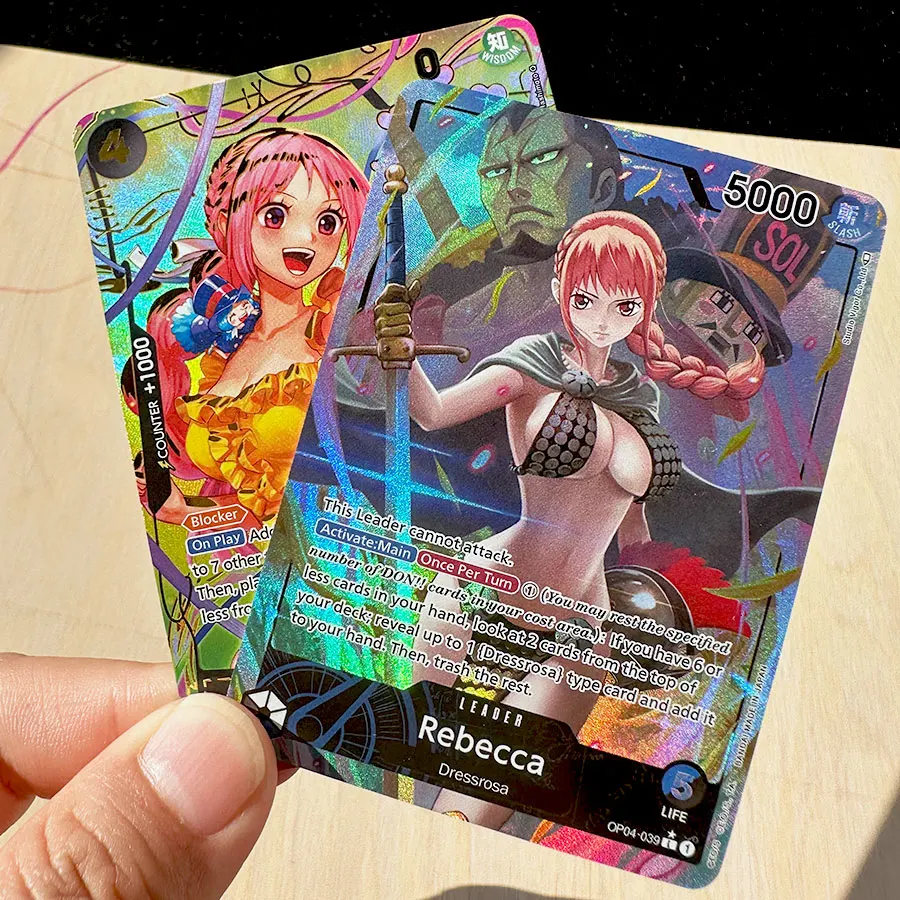 One Piece TCG Rebecca Proxy Cards 2 Pcs OP04 OP05 Alt Art Leader Holo Foil OPCG Anime Trading Collection Gift for Fans