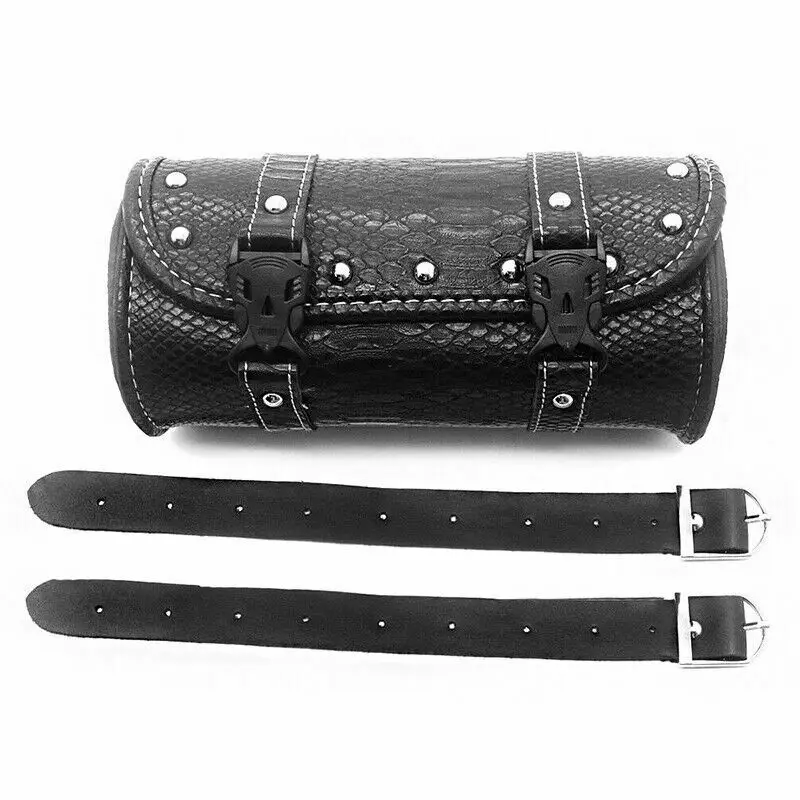 Motorcycle Fork Bag Leather Saddle Bags Handlebar Bag Front Fork Tool Rool Bag Barrel Shape Bag Motorcycle Luggage Saddlebags