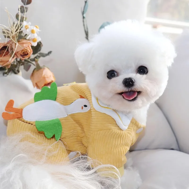 

Winter Four Legged Puppy Clothes Swan Pattern Bichon Cotton Clothes Teddy Winter Clothes Poodle Warm One-piece Clothes